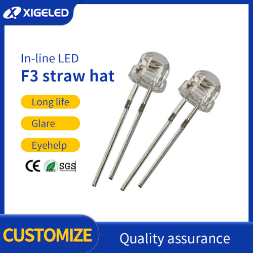 Straw hat lamp beads red F3 LED