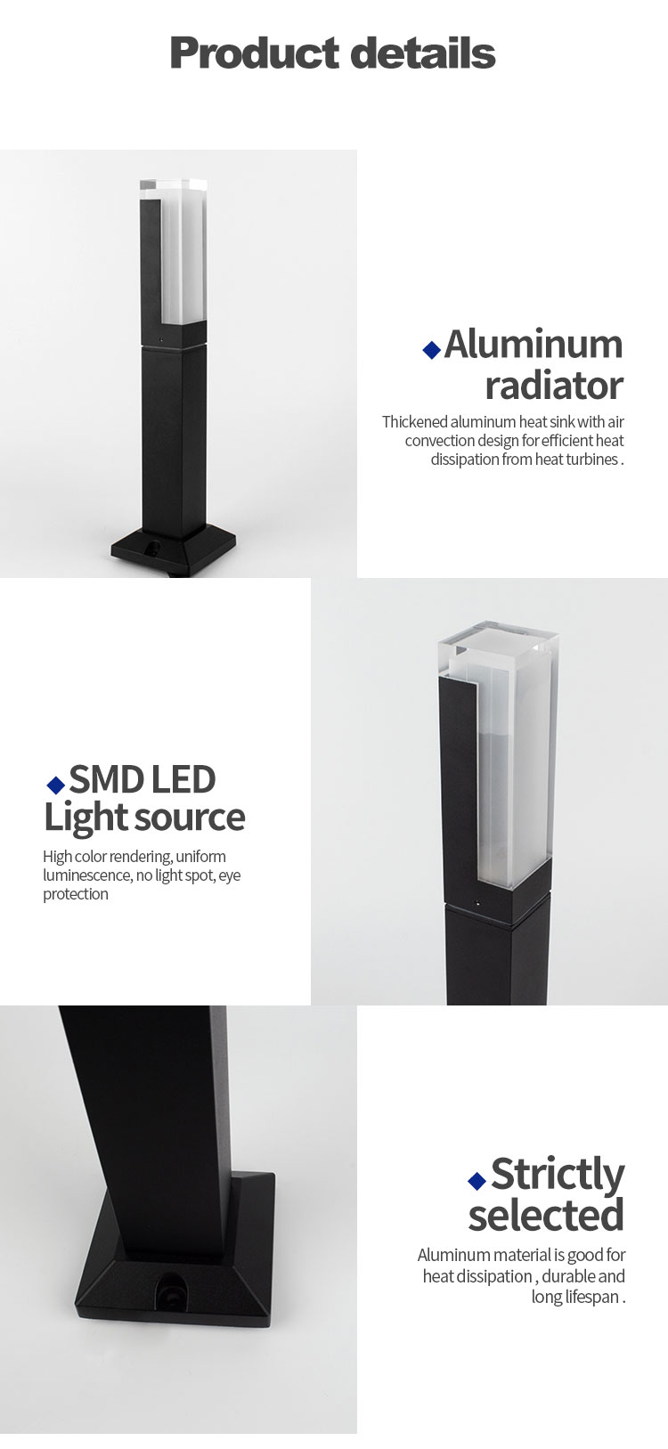 garden led bollard light