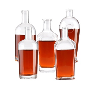 Transparent Glass Mini Bottles with Black Screw Caps for Vodka, Whiskey, and Brandy - 100ml