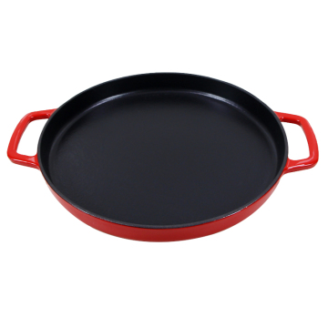 Round 12-inch Enameled or Pre-Seasoned Cast Iron Pizza Pan and Skillet Baking Tool