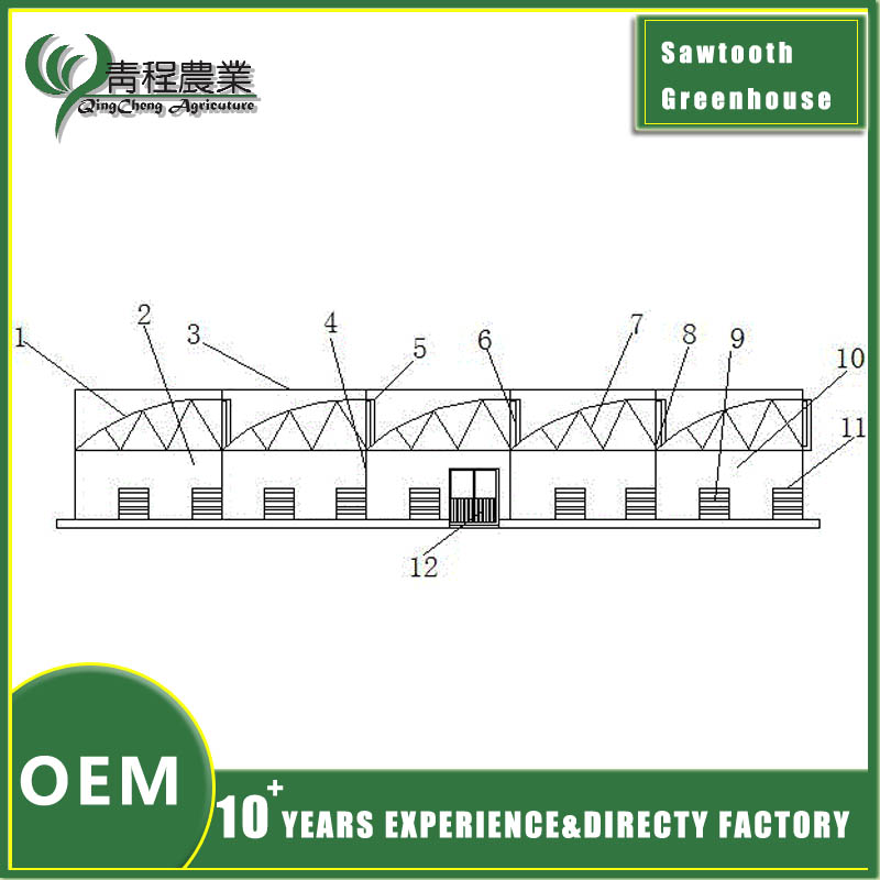 Multi-span Sawtooth Greenhouse