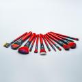 13 pcs Deep Red Makeup Brush Set