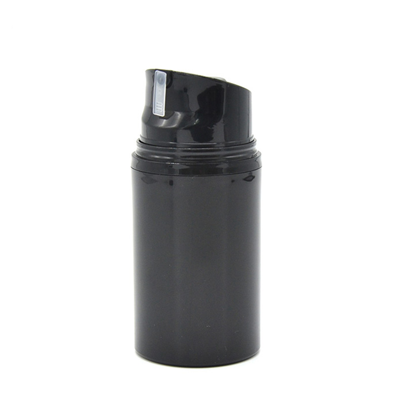 Botella de bomba de plástico para vacío de plástico para la cara de color negro de alta calidad de alta calidad