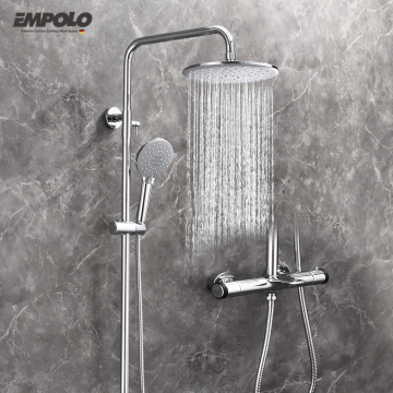 Guangdong Exposed Brass Thermostatic Shower Head with Chrome Surface Ceramic Valve Core for Hotels