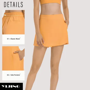 Pleated Mid-Rise Lined Sports Skirts for Women - Active Athletic Workout and Running