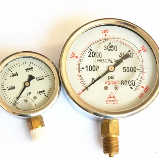 Glycerin Oil Filled Pressure Gauge
