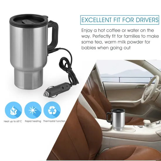 Car Cup Bottle 12V 450ml Tea Coffee Water Heater Heating Tool Cup Electric Kettle Thermal Car cigarette lighter Heater driving