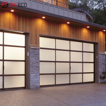 double clear tempered glass aluminum garage door with motor
