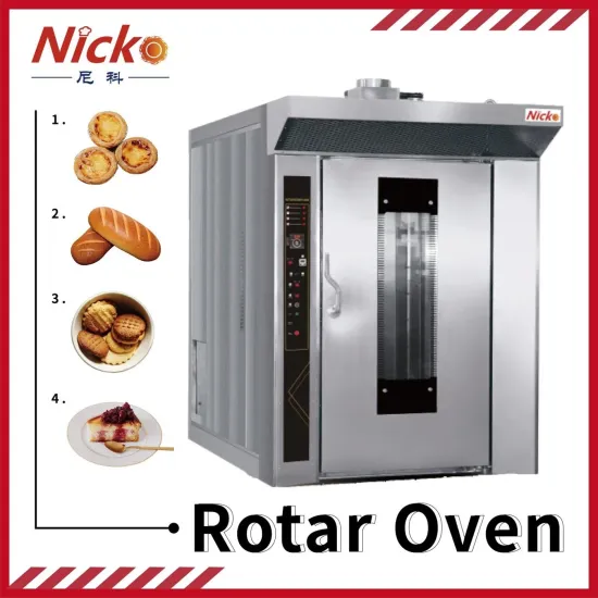Bread Bakery Equipment Stainless Steel Rotary Rack Baking Gas Oven