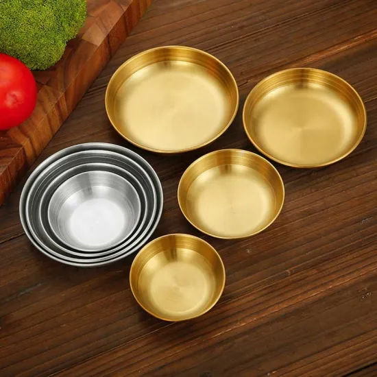 Korean Household Gold Stainless Steel Large Noodle Bowl for Commercial Restaurants