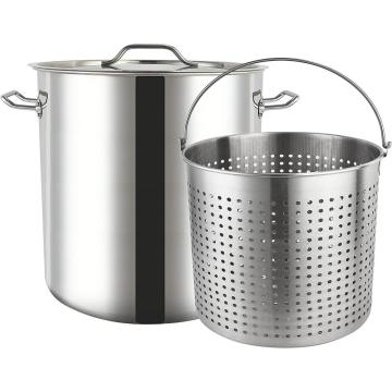 Stainless Steel Stock Pot with Basket 100qt