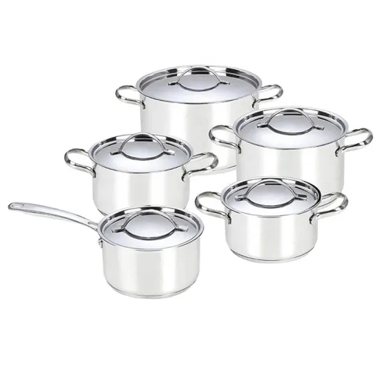 Stainless Steel 304 Cookware Set - 10Pcs Induction Pots and Pans for Home Kitchen Cooking