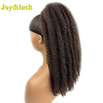 Ponytail Wig Wholesale Price Synthetic Ladies Hair Extensions Short Natural Brown Afro Wrap Around Crochet Drawstring Ponytail