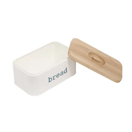 Metal Bread Box with Wood Lid Bread Case