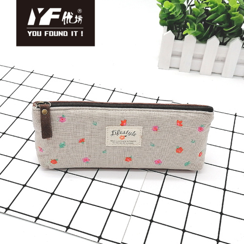 Pencil Case Luxury Small flower style embroidery cotton pencil case Factory