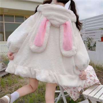 lamb fleece furry rabbit sweater coat women