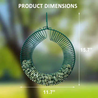 Hanging Wreath Bird Feeder - 2pcs Peanut Metal Feeder for Outdoor Birds and Squirrels