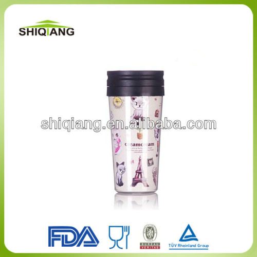 400ml 14oz hot sell paper insert promotional plastic coffee mugs