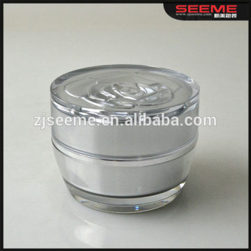Competitive round shaped acrylic jar, silver cosmetics packaging jar; rose acrylic jar