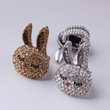 Elegant Rabbit Shape Gold Ring With Color Zircon Ring
