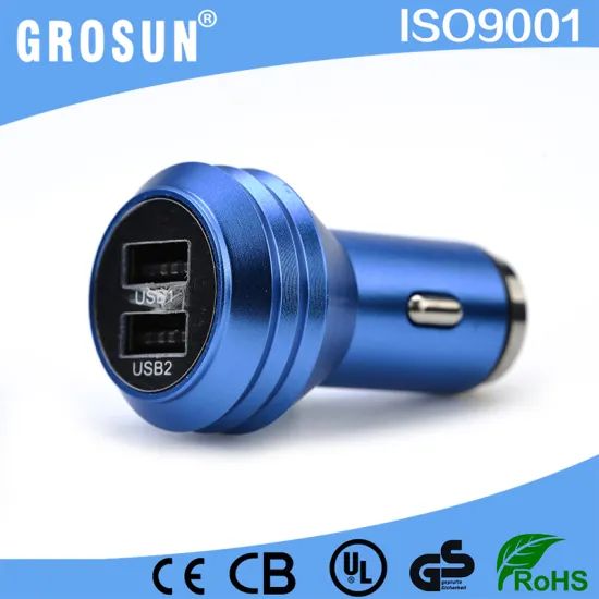 Alibaba Wholesale Aluminum Frame LED Display Dual USB Port 5V 2.1A USB Car Charger for Smart Phone Tablets