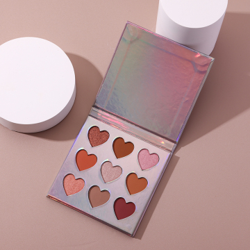 La palette di ombretti a forma di cuore opaco di cartone arcobaleno all'ingrosso con il tuo logo