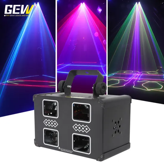GEVV 4 Eyes RGB Four Heads KTV Strobe LED Disco Laser Stage Light