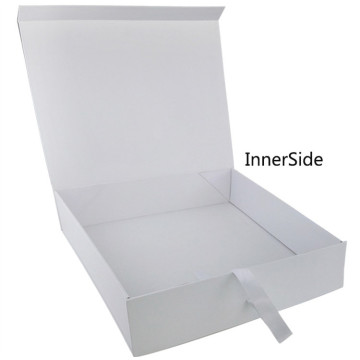 Luxury white gift packaging box with ribbon