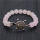 Bracelet de pierres précieuses extensibles avec perles rondes de quartz rose 8MM avec pièce de tortue en alliage Diamante