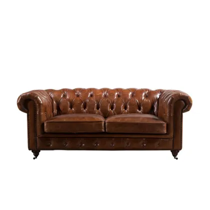 Tan Retro Leather Chesterfield Sofa