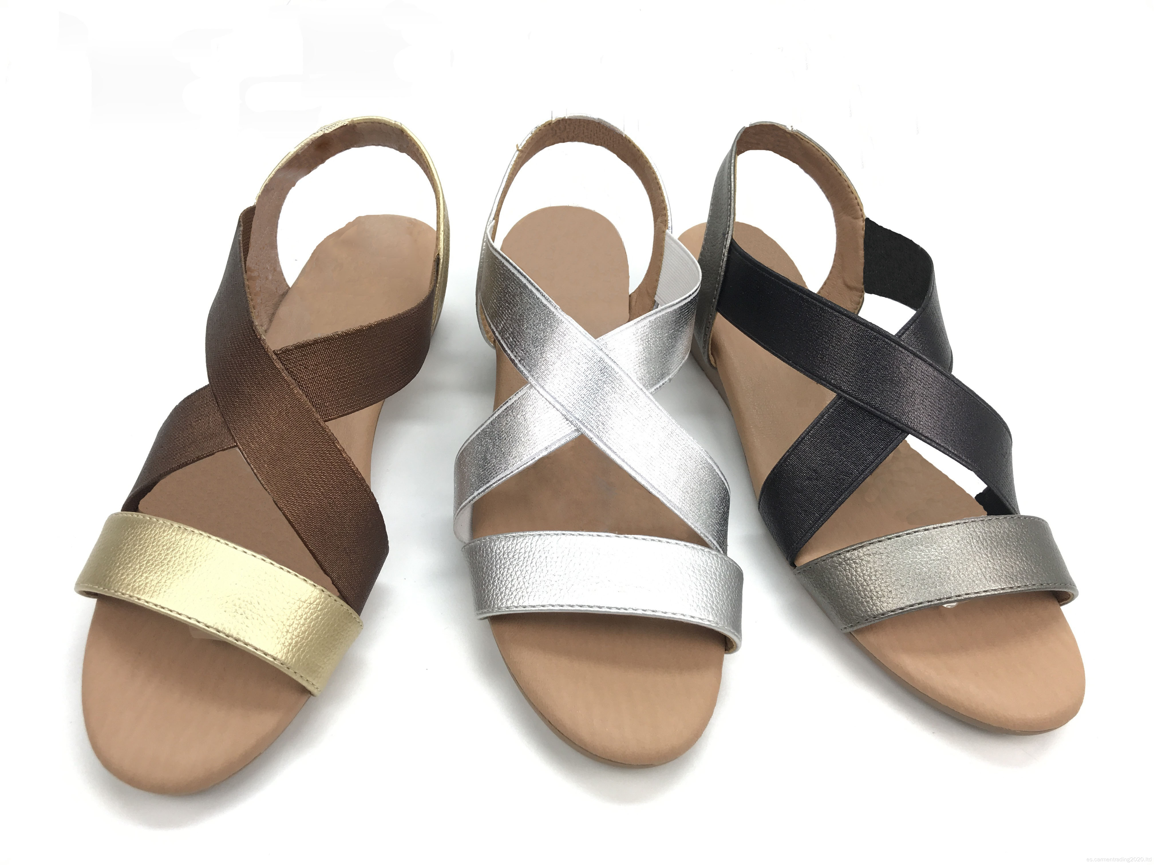 Sandalias de cuña Summer Women PU Cuero de cuero