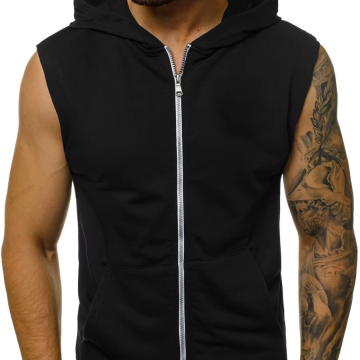 Trendy Men's Summer Cotton Hooded Sleeveless Vest Jacket