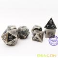 Bescon Nickle-Ore Lode Solid Metal Dice Set, Raw Metal Polyhedral D&D RPG 7-Dice Set