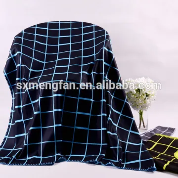 Blue Sweatshirt Knit French Terry Brushed Checks Print Plaid Blanket