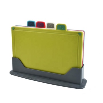 PP Plastic Chopping Board Set with Stand - 4 Piece Combinatorial Cutting Board Kit