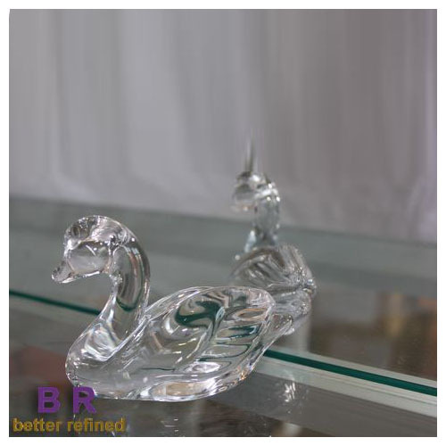 Figuras de animales de cristal de decoración de cisne transparente presionadas a mano