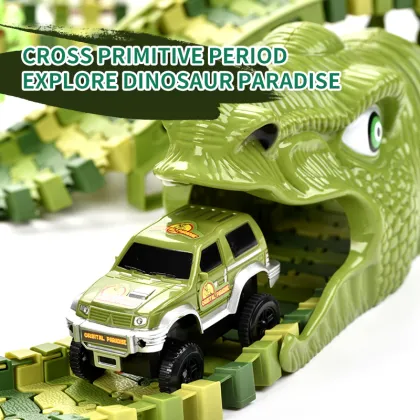 240Pcs Railway Race Game Dinosaur Race Car Track