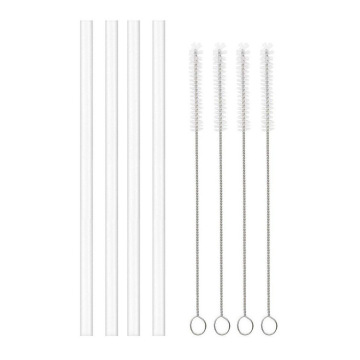 Clear Reusable Straws with Cleaning Brush for Wine Tasting and Beverages