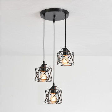 China Factory Direct Sale Industrial Black Cage Pendant Light for Restaurant Lighting