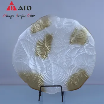 Round Leaf Pattern glass plate for Weddings Decor