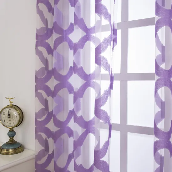 Modern European-American Style Purple Voile Jacquard Sheer Curtains: Elegant Soft Decorative Shades