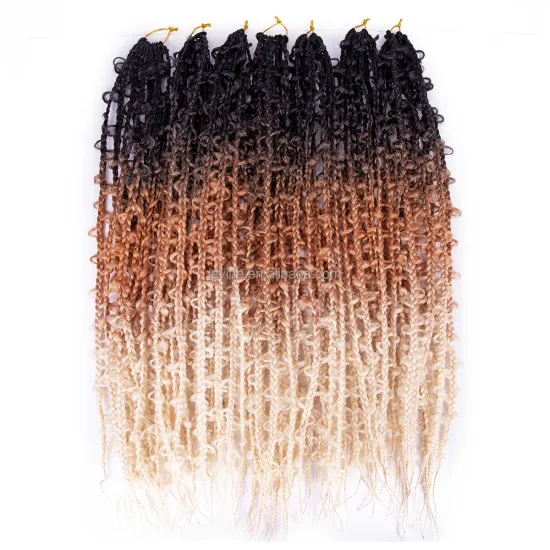 Handmade Low Temperature Fiber Synthetic 24 Inch Ombre Knotless Box Braid Pre Looped Butterfly Braids Crochet Hair