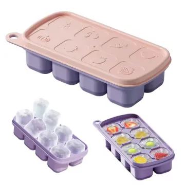 Flexible Silicone Ice Cube Molds: Easy Release, Reusable 8-Cube Freezer Tray