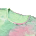 Conjunto de duas peças com decote em O anti-rugas da nova moda de 2020 Outfits tie dye feminino com blusa comprida