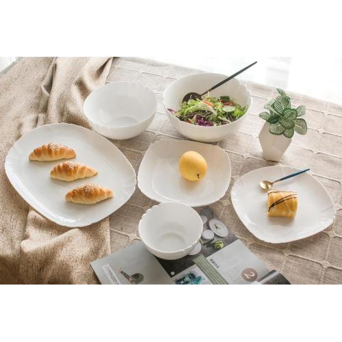 Square Milky Glass Dish And Bowl