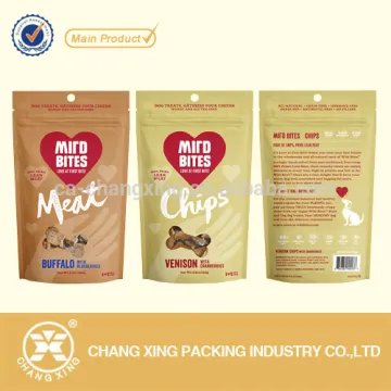 2016 new hot stand up zipper dog treats plastic packaging bag for packing dog pet food