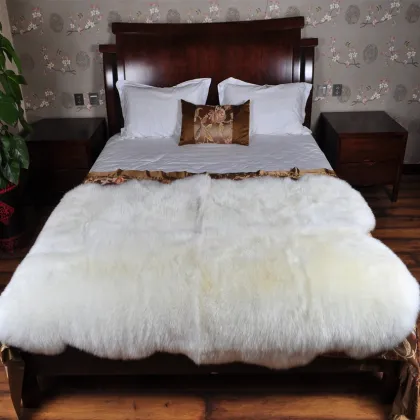 China factory wholesale single double quarto sixto size genuin sheepskin rug sheepskin fur rug