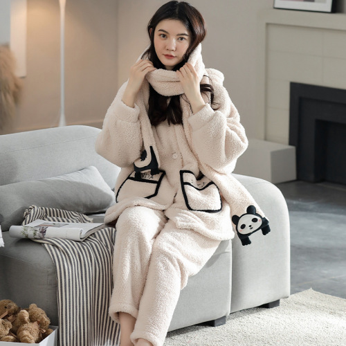 women's pajamas thickened fleece flannel