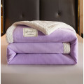 New three-layer quilted fleece blanket light purple