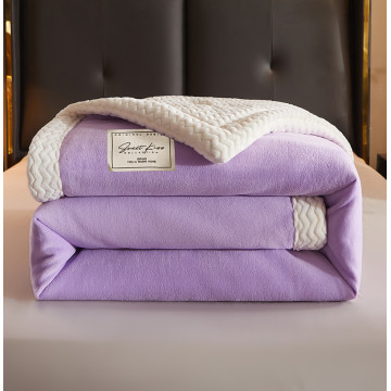 New three-layer quilted fleece blanket light purple